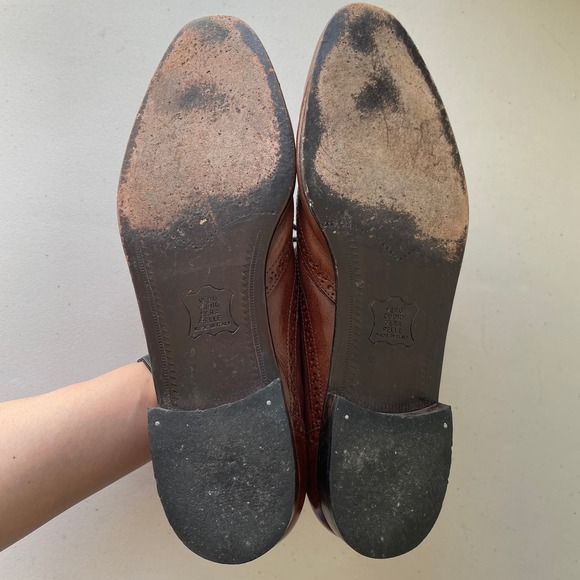 Vintage BALLY Italian Brown Leather Wing Tip Brogue Oxford Dress Shoes Mens 10.5 - Picture 8 of 16